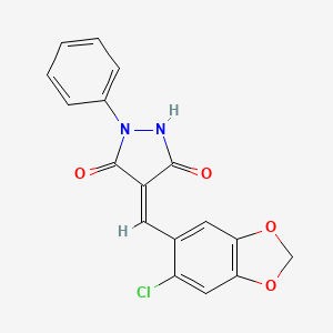 molecular formula C17H11ClN2O4 B5119300 (4E)-4-[(6-chloro-1,3-benzodioxol-5-yl)methylidene]-1-phenylpyrazolidine-3,5-dione 