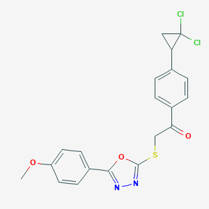 molecular formula C20H16Cl2N2O3S B511936 1-[4-(2,2-Dichlorocyclopropyl)phenyl]-2-{[5-(4-methoxyphenyl)-1,3,4-oxadiazol-2-yl]sulfanyl}ethanone CAS No. 948119-91-3