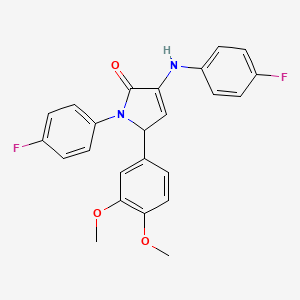 molecular formula C24H20F2N2O3 B5119423 2-(3,4-dimethoxyphenyl)-4-(4-fluoroanilino)-1-(4-fluorophenyl)-2H-pyrrol-5-one 