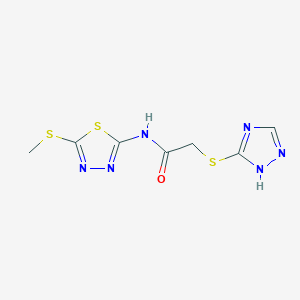 molecular formula C7H8N6OS3 B511945 N-[5-(methylsulfanyl)-1,3,4-thiadiazol-2-yl]-2-(4H-1,2,4-triazol-3-ylsulfanyl)acetamide CAS No. 919253-62-6