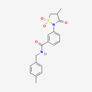 molecular formula C19H20N2O4S B5119465 N-[(4-methylphenyl)methyl]-3-(4-methyl-1,1,3-trioxo-1,2-thiazolidin-2-yl)benzamide 