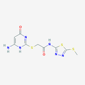 molecular formula C9H10N6O2S3 B511957 2-[(4-amino-6-hydroxypyrimidin-2-yl)sulfanyl]-N-[5-(methylsulfanyl)-1,3,4-thiadiazol-2-yl]acetamide CAS No. 948270-32-4