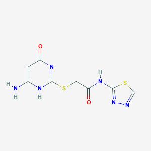 molecular formula C8H8N6O2S2 B511961 2-[(4-amino-6-hydroxypyrimidin-2-yl)sulfanyl]-N-(1,3,4-thiadiazol-2-yl)acetamide CAS No. 892667-94-6