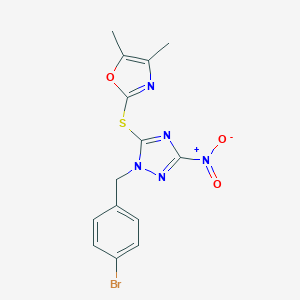 molecular formula C14H12BrN5O3S B511968 1-(4-bromobenzyl)-5-[(4,5-dimethyl-1,3-oxazol-2-yl)sulfanyl]-3-nitro-1H-1,2,4-triazole CAS No. 1040709-78-1