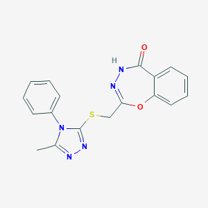 molecular formula C18H15N5O2S B511975 2-{[(5-methyl-4-phenyl-4H-1,2,4-triazol-3-yl)sulfanyl]methyl}-1,3,4-benzoxadiazepin-5(4H)-one CAS No. 948161-58-8