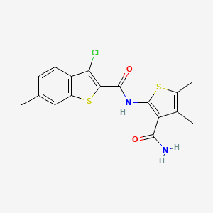 molecular formula C17H15ClN2O2S2 B5119826 N-(3-carbamoyl-4,5-dimethylthiophen-2-yl)-3-chloro-6-methyl-1-benzothiophene-2-carboxamide 
