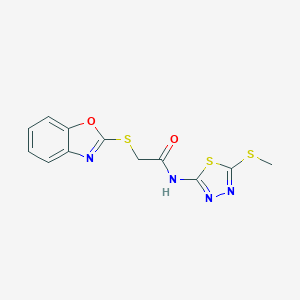 2-(1,3-benzoxazol-2-ylsulfanyl)-N-[5-(methylsulfanyl)-1,3,4-thiadiazol-2-yl]acetamide