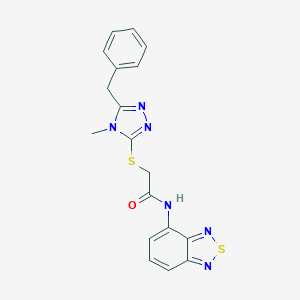 molecular formula C18H16N6OS2 B511988 N-(2,1,3-benzothiadiazol-4-yl)-2-[(5-benzyl-4-methyl-1,2,4-triazol-3-yl)sulfanyl]acetamide CAS No. 951957-98-5