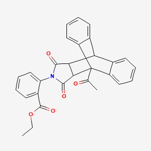 molecular formula C29H23NO5 B5119908 Ethyl 2-(1-acetyl-16,18-dioxo-17-azapentacyclo[6.6.5.0~2,7~.0~9,14~.0~15,19~]nonadeca-2,4,6,9,11,13-hexaen-17-yl)benzoate (non-preferred name) 