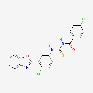 molecular formula C21H13Cl2N3O2S B5119937 N-{[3-(1,3-benzoxazol-2-yl)-4-chlorophenyl]carbamothioyl}-4-chlorobenzamide 