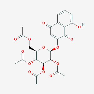 molecular formula C24H24O13 B051201 1,4-Naphthalenedione, 8-hydroxy-2-((2,3,4,6-tetra-O-acetyl-beta-D-glucopyranosyl)oxy)- CAS No. 111364-61-5