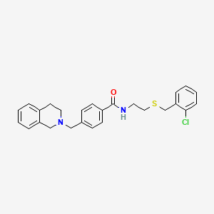 molecular formula C26H27ClN2OS B5120449 N-(2-{[(2-CHLOROPHENYL)METHYL]SULFANYL}ETHYL)-4-(3,4-DIHYDRO-1H-ISOQUINOLIN-2-YLMETHYL)BENZAMIDE 