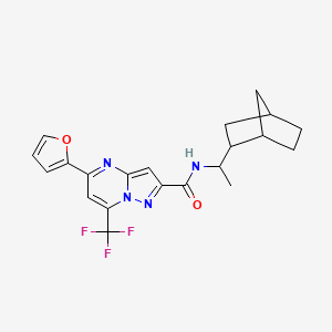 molecular formula C21H21F3N4O2 B5120653 N~2~-(1-BICYCLO[2.2.1]HEPT-2-YLETHYL)-5-(2-FURYL)-7-(TRIFLUOROMETHYL)PYRAZOLO[1,5-A]PYRIMIDINE-2-CARBOXAMIDE 