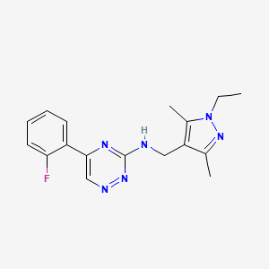 molecular formula C17H19FN6 B5120953 N-[(1-ethyl-3,5-dimethylpyrazol-4-yl)methyl]-5-(2-fluorophenyl)-1,2,4-triazin-3-amine 