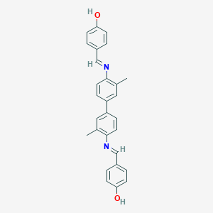 molecular formula C28H24N2O2 B512233 4-[({4'-[(4-Hydroxybenzylidene)amino]-3,3'-dimethyl[1,1'-biphenyl]-4-yl}imino)methyl]phenol 