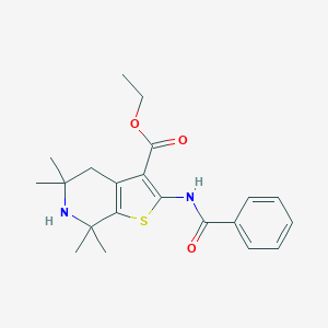 molecular formula C21H26N2O3S B512243 Ethyl 2-benzamido-5,5,7,7-tetramethyl-4,6-dihydrothieno[2,3-c]pyridine-3-carboxylate CAS No. 392673-04-0
