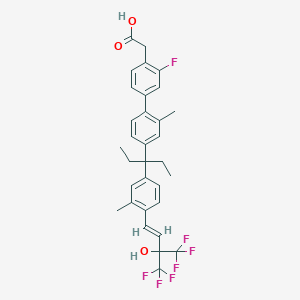 molecular formula C32H31F7O3 B051228 [3-Fluoro-2'-Methyl-4'-(3-{3-Methyl-4-[(1e)-4,4,4-Trifluoro-3-Hydroxy-3-(Trifluoromethyl)but-1-En-1-Yl]phenyl}pentan-3-Yl)biphenyl-4-Yl]acetic Acid CAS No. 115038-42-1