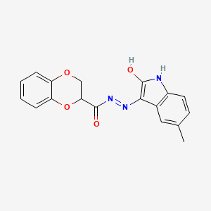 molecular formula C18H15N3O4 B5122887 N-[(2-hydroxy-5-methyl-1H-indol-3-yl)imino]-2,3-dihydro-1,4-benzodioxine-3-carboxamide 