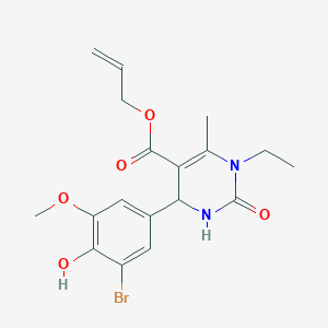 molecular formula C18H21BrN2O5 B5123184 Prop-2-en-1-yl 4-(3-bromo-4-hydroxy-5-methoxyphenyl)-1-ethyl-6-methyl-2-oxo-1,2,3,4-tetrahydropyrimidine-5-carboxylate 