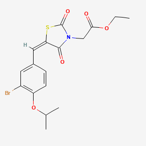 molecular formula C17H18BrNO5S B5123300 ethyl {(5E)-5-[3-bromo-4-(propan-2-yloxy)benzylidene]-2,4-dioxo-1,3-thiazolidin-3-yl}acetate 