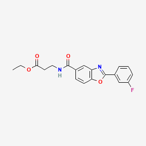 molecular formula C19H17FN2O4 B5123576 ethyl N-{[2-(3-fluorophenyl)-1,3-benzoxazol-5-yl]carbonyl}-beta-alaninate 