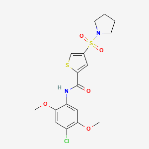 molecular formula C17H19ClN2O5S2 B5123723 N-(4-chloro-2,5-dimethoxyphenyl)-4-pyrrolidin-1-ylsulfonylthiophene-2-carboxamide 