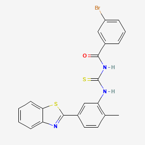 molecular formula C22H16BrN3OS2 B5123770 N-{[5-(1,3-benzothiazol-2-yl)-2-methylphenyl]carbamothioyl}-3-bromobenzamide 