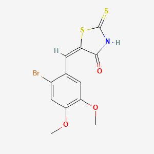 molecular formula C12H10BrNO3S2 B5124271 (5E)-5-[(2-bromo-4,5-dimethoxyphenyl)methylidene]-2-sulfanylidene-1,3-thiazolidin-4-one 