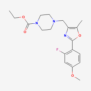 molecular formula C19H24FN3O4 B5124306 ethyl 4-{[2-(2-fluoro-4-methoxyphenyl)-5-methyl-1,3-oxazol-4-yl]methyl}-1-piperazinecarboxylate 