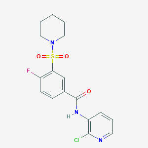 molecular formula C17H17ClFN3O3S B5124451 N-(2-chloropyridin-3-yl)-4-fluoro-3-piperidin-1-ylsulfonylbenzamide 