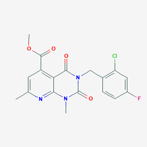 molecular formula C18H15ClFN3O4 B5124590 METHYL 3-[(2-CHLORO-4-FLUOROPHENYL)METHYL]-1,7-DIMETHYL-2,4-DIOXO-1H,2H,3H,4H-PYRIDO[2,3-D]PYRIMIDINE-5-CARBOXYLATE 
