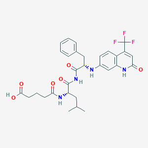 molecular formula C30H33F3N4O6 B051246 5-[[(2S)-4-methyl-1-oxo-1-[[(2S)-2-[[2-oxo-4-(trifluoromethyl)-1H-quinolin-7-yl]amino]-3-phenylpropanoyl]amino]pentan-2-yl]amino]-5-oxopentanoic acid CAS No. 111574-82-4