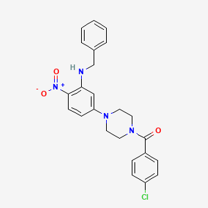 molecular formula C24H23ClN4O3 B5124774 N-BENZYL-5-[4-(4-CHLOROBENZOYL)PIPERAZIN-1-YL]-2-NITROANILINE 