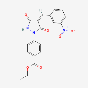 molecular formula C19H15N3O6 B5124827 ethyl 4-[(4Z)-4-[(3-nitrophenyl)methylidene]-3,5-dioxopyrazolidin-1-yl]benzoate 