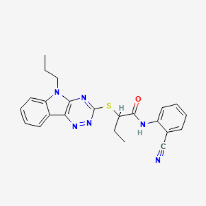 molecular formula C23H22N6OS B5125077 N-(2-cyanophenyl)-2-[(5-propyl-5H-[1,2,4]triazino[5,6-b]indol-3-yl)sulfanyl]butanamide 