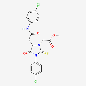 molecular formula C20H17Cl2N3O4S B5125270 Methyl [3-(4-chlorophenyl)-5-{2-[(4-chlorophenyl)amino]-2-oxoethyl}-4-oxo-2-thioxoimidazolidin-1-yl]acetate 