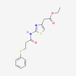 molecular formula C16H18N2O3S2 B5125329 ETHYL 2-{2-[3-(PHENYLSULFANYL)PROPANAMIDO]-1,3-THIAZOL-4-YL}ACETATE 
