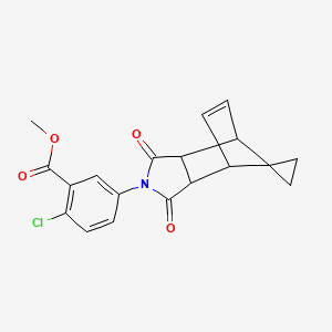 molecular formula C19H16ClNO4 B5125399 methyl 2-chloro-5-(1,3-dioxo-1,3,3a,4,7,7a-hexahydro-2H-spiro[2-aza-4,7-methanoisoindole-8,1'-cyclopropan]-2-yl)benzoate 