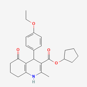 molecular formula C24H29NO4 B5125540 Cyclopentyl 4-(4-ethoxyphenyl)-2-methyl-5-oxo-1,4,5,6,7,8-hexahydroquinoline-3-carboxylate 