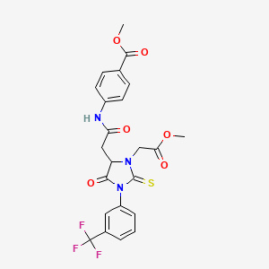 molecular formula C23H20F3N3O6S B5125590 methyl 4-[({3-(2-methoxy-2-oxoethyl)-5-oxo-2-thioxo-1-[3-(trifluoromethyl)phenyl]-4-imidazolidinyl}acetyl)amino]benzoate 