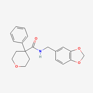 molecular formula C20H21NO4 B5125656 N-[(2H-1,3-benzodioxol-5-yl)methyl]-4-phenyloxane-4-carboxamide 