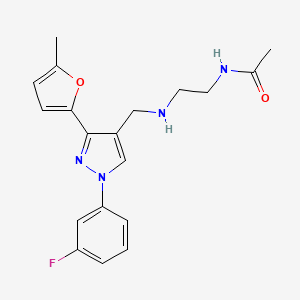 molecular formula C19H21FN4O2 B5125752 N-[2-({[1-(3-fluorophenyl)-3-(5-methyl-2-furyl)-1H-pyrazol-4-yl]methyl}amino)ethyl]acetamide 