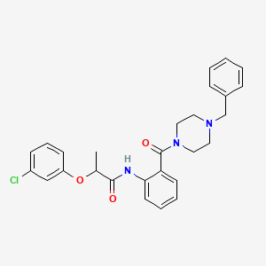 molecular formula C27H28ClN3O3 B5126239 N-[2-(4-benzylpiperazine-1-carbonyl)phenyl]-2-(3-chlorophenoxy)propanamide 
