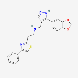 molecular formula C22H20N4O2S B5126447 N-[[5-(1,3-benzodioxol-5-yl)-1H-pyrazol-4-yl]methyl]-2-(4-phenyl-1,3-thiazol-2-yl)ethanamine 