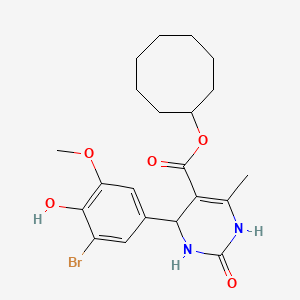 molecular formula C21H27BrN2O5 B5126494 Cyclooctyl 4-(3-bromo-4-hydroxy-5-methoxyphenyl)-6-methyl-2-oxo-1,2,3,4-tetrahydropyrimidine-5-carboxylate 