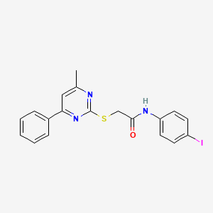 molecular formula C19H16IN3OS B5126498 N-(4-iodophenyl)-2-(4-methyl-6-phenylpyrimidin-2-yl)sulfanylacetamide 