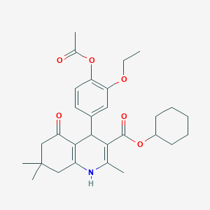 molecular formula C29H37NO6 B5126657 Cyclohexyl 4-[4-(acetyloxy)-3-ethoxyphenyl]-2,7,7-trimethyl-5-oxo-1,4,5,6,7,8-hexahydroquinoline-3-carboxylate 