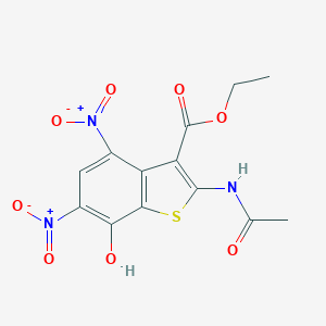 molecular formula C13H11N3O8S B512666 Ethyl 2-(acetylamino)-7-hydroxy-4,6-dinitro-1-benzothiophene-3-carboxylate CAS No. 113408-04-1