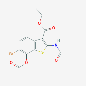 molecular formula C15H14BrNO5S B512667 Ethyl 2-(acetylamino)-7-(acetyloxy)-6-bromo-1-benzothiophene-3-carboxylate CAS No. 113408-00-7