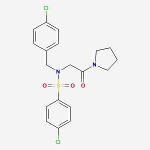molecular formula C19H20Cl2N2O3S B5126932 4-chloro-N-[(4-chlorophenyl)methyl]-N-(2-oxo-2-pyrrolidin-1-ylethyl)benzenesulfonamide 